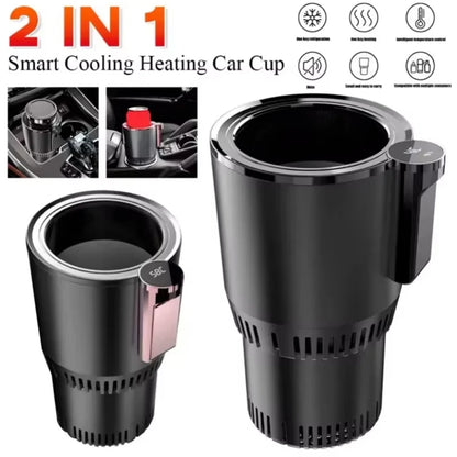 2-In-1 Smart Cooling Heating Car Cup Holder Intelligent Hot and Cold Cup Holder Mini Car Refrigerator Office Cooling and Heating